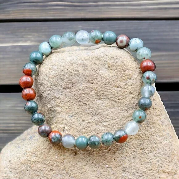 African Bloodstone Gemstone Bracelet | Handmade - Picture 3 of 4